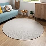 Steffensmeier Handweb Teppich Bali | 100% Baumwolle, Grau Creme, handgefertigt,...