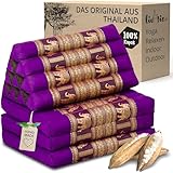 livasia Thaikissen 3 Auflagen Thaiseide - 175x55x8cm - Dreieckskissen mit...