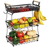 ANTOPY Obstkorb mit 3 Etagen und 2 Bananenaufhängern, Obst-Gemüsekorb,...