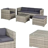 Juskys Polyrattan Lounge Punta Cana L für 4-5 Personen mit 3er Sofa, Sessel,...