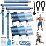 ALongSong Fitnessbänder Pilates Bar Set mit 6 Widerstandsbänder 20-180Lbs &...