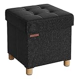 SONGMICS Sitzhocker mit Stauraum, kleine klappbare Sitzbank, 38 x 38 cm...