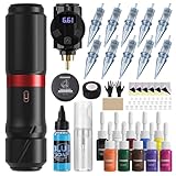 PFARRER Wireless Rotary Tattoo Maschine Pen Set with Power Supply LCD digital...