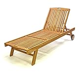 Divero Sonnenliege Gartenliege Relaxliege Liege Holzliege Teak Holz für Garten...