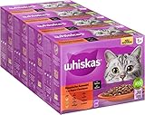 Whiskas 1+ Katzennassfutter Klassische Auswahl in Sauce, 12x85g (4 Packungen)...