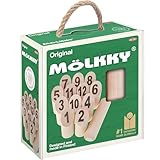 Mölkky Go - leichtes Birkenholz, 12 Skittles, 1 Stock mit Karton - Wurfspiele...