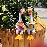 Handsider Ente Gartenstatuen, Paar Tier Cartoon Harz Niedliche sitzende Skulptur...
