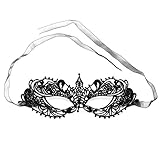 Oblique Unique® Venezianische Maske für Damen Schwarz - Elegante Spitzenmaske...