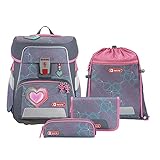 Step by Step Schulranzen-Set Space Glitter Heart Hazle, 5-teilig, rosa-grau,...