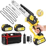 Mini Kettensäge mit Akku,8000mAh Elektrokettensäge,8-Zoll&6-Zoll Mini...