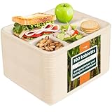 HAAGO 100 Einwegteller Zuckerrohr Bagasse, 5-geteilte Menüteller...