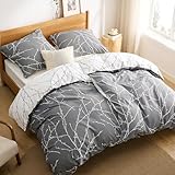 BEDSURE Bettwäsche 135x200 Baumwolle 4teilig - Bettwäsche-Sets Grau Bettbezug...