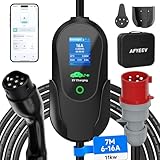 AFYEEV Mobile Wallbox 11kW, Typ 2 Ladekabel CEE Stecker, 3-Phasig, 7M,...