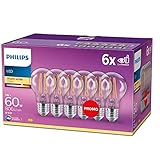 Philips LED Classic E27 Filament Lampen 6-er Pack (60 W), LED Lampen mit...