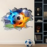 SUPERDANT 3D Fußball Wandtattoo Flammen Fußball Wandsticker Die Die Wände...