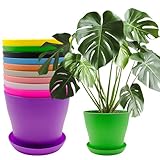 10 Stück Blumentopf mit Untersetzer, 14cm Pflanztopf Plastik Dekorative...
