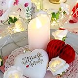 hellum LED Wachskerze, Ø 5cm x 9,5cm hoch, weiße LED Kerzen mit flackernde...