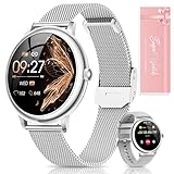 RUXINGX Smartwatch Damen, Kleine Runde Fitnessuhr mit Telefonfunktion 1,19’’...