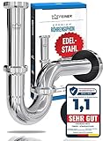 FEINER® Premium Universal Siphon für Waschbecken EDELSTAHL, Abflussrohr...