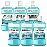 LISTERINE Cool Mint (6 x 500 ml), antibakterielle Mundspülung mit ätherischen...