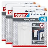 tesa Klebenagel für Tapeten und Putz 2kg im 3er Pack - Selbstklebende Nägel...