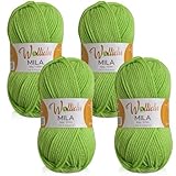 Wollidu Mila Garn zum Häkeln und Stricken 4 x 50g/133m Strickgarn 100%...