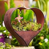 Metall Herzform Blumentopf Hängend Gartendeko für Draußen - Rost Pflanzkübel...