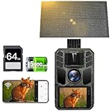 FKPCAM Wildkamera Solar WLAN mit Handyübertragung App, 4K HD Video 64MP...