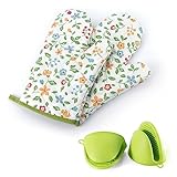 Ofenhandschuhe Topfhandschuhe Backhandschuhe Silikon Kochhandschuhe : Set 4...