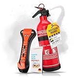 Feuerlöscher Auto 1kg + Nothammer Auto mit Gurtschneider [INKL. NOTFALLKARTE] -...