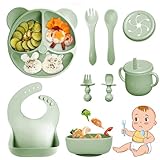 Bizcasa 9 Stück Silikon Baby Geschirrset, Rutschfest Kindergeschirr Set,...