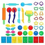 RISVOWO Knete Zubehör, 40 Stück Kinder Plastilin Werkzeuge, Vielseitiges Knete...