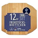 KHG 12er-Set Frühstücksbrettchen aus Bambus Holz - 22 x 14 x 0,8 cm |...