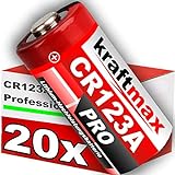 kraftmax 20er Pack CR123 / CR123A Lithium Hochleistungs- Batterie für...