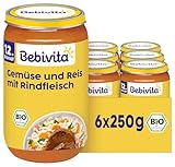 Bebivita Menüs ab dem 12. Monat Gemüse-Reis mit Rindfleisch, 250g 6er Pack...