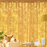 Ollny LED Lichtervorhang 2x2m, 200 LEDs Lichtervorhang innen USB warmweiß,...