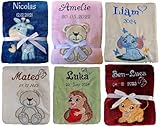 Wuff-Dogsworld Kuschlige Babydecke SUPER FLAUSCHIG Bestickt mit Namen und Datum...