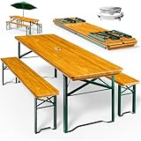 Casaria® Bierzeltgarnitur 170cm Klappbar Stabil 3 Teilig 2X Bierbank 1x Breiter...