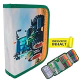 itenga Schüler-Etui 28 teilig gefüllt 1-Zipper Federmäppchen für Jungen und...