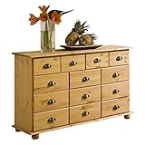 IDIMEX Schubladenschrank Sideboard Colmar, massives Kiefernholz gebeizt mit 11...