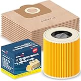 Alaskaprint 12 Stück Staubsaugerbeutel + 1x Filter Ersatz für Kärcher WD3...