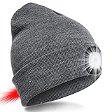 SPGOOD LED Beanie Beleuchtete Mütze mit Licht,Wiederaufladbare USB Winter Warm...