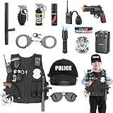 XSYKJGS Polizei Kostüm Kinder, 15 Stück Deluxe Polizei Kostüm Zubehör,...