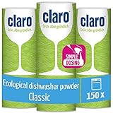 Claro Classic Geschirrspülpulver - Biologisch Abbaubar - 3x 900-g-Behälter