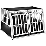 tectake® große Hundebox Auto oder Hundebox für Zuhause, Aluminium Doppel...