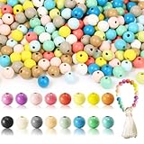 MoguGo 400 Stück Holzperlen 16 Farben Holzperlen Bunt mit 10MM Holzperlen zum...