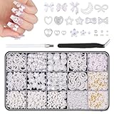 Goiern 3D Nagel Charms für Nagel Design Set, Weiße Nagel Schleifen Diverse...