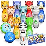 Sanlebi Kegelspiel für Kinder Ball Set mit 10 Kegel und 2 Bälle Bowling Set...