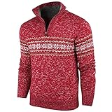 Superora Herren Strickpullover Crewneck Zipper Winterpullover Weihnachts...