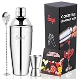 Sosayet Cocktail Shaker 750 mL, 3-teiliges Edelstahl Cocktail Set mit Cocktail...